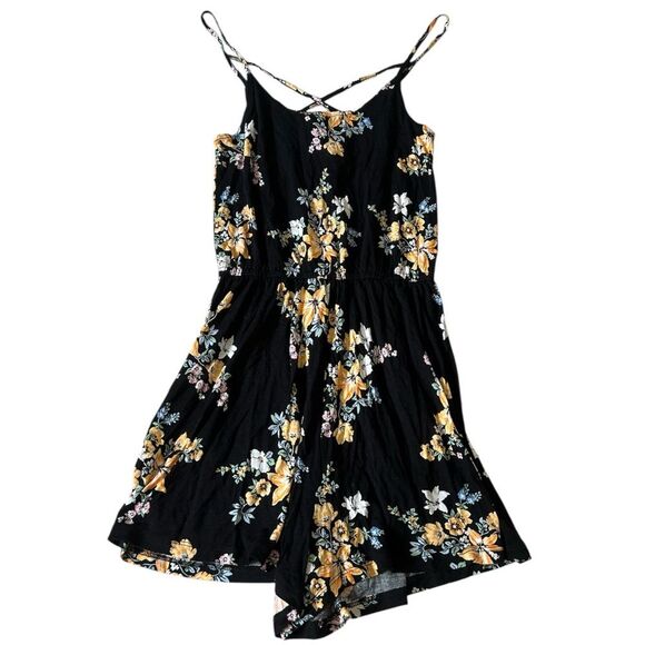 H&M Black Strappy Floral Romper - Picture 1 of 4